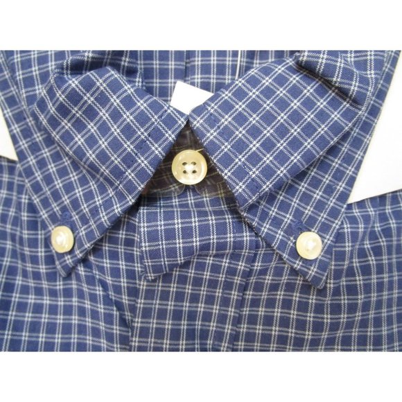 Mens Saddlebred Easy Care Navy White Mini Check XXL Buttondown Shirt New - Picture 6 of 9